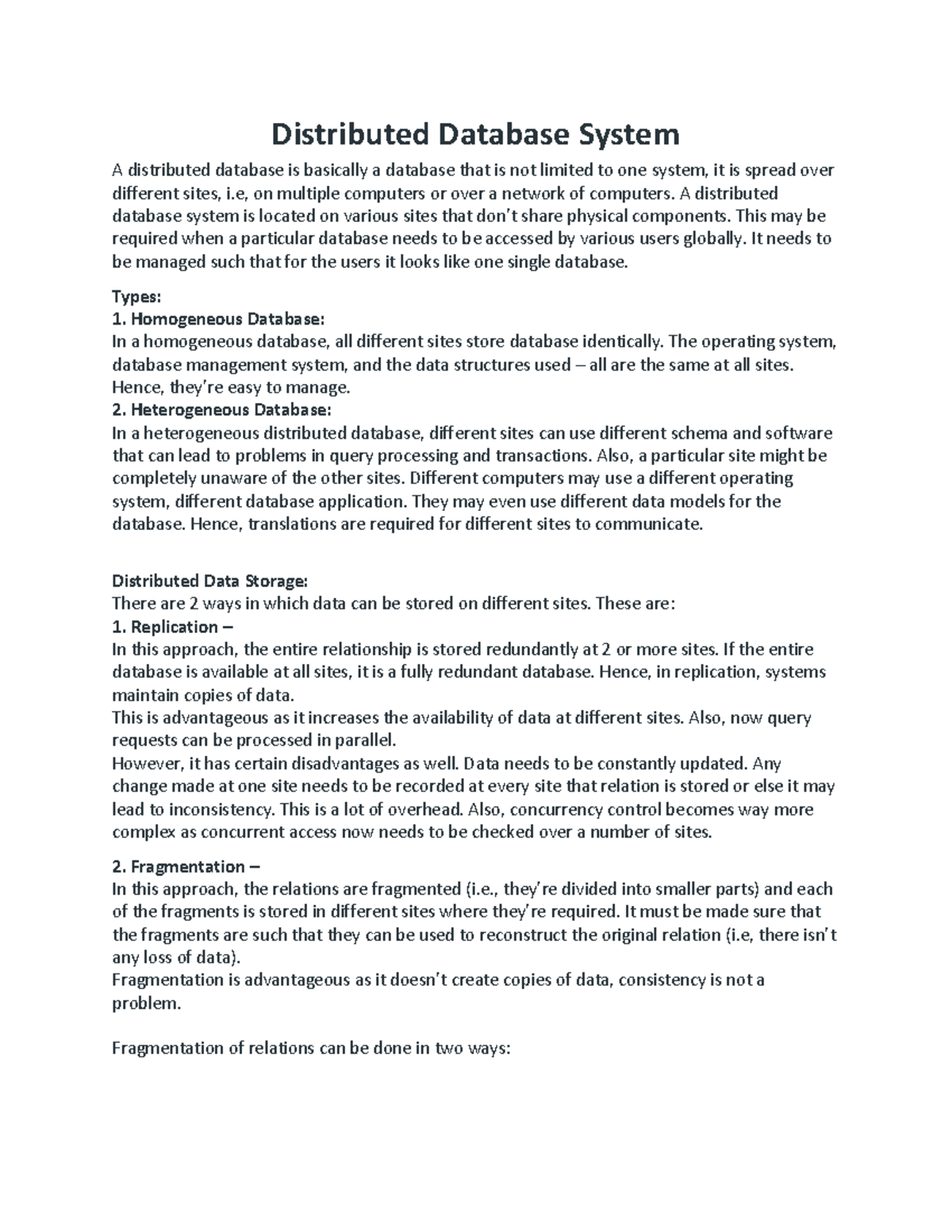 Distributed Database System - A distributed database system is located ...