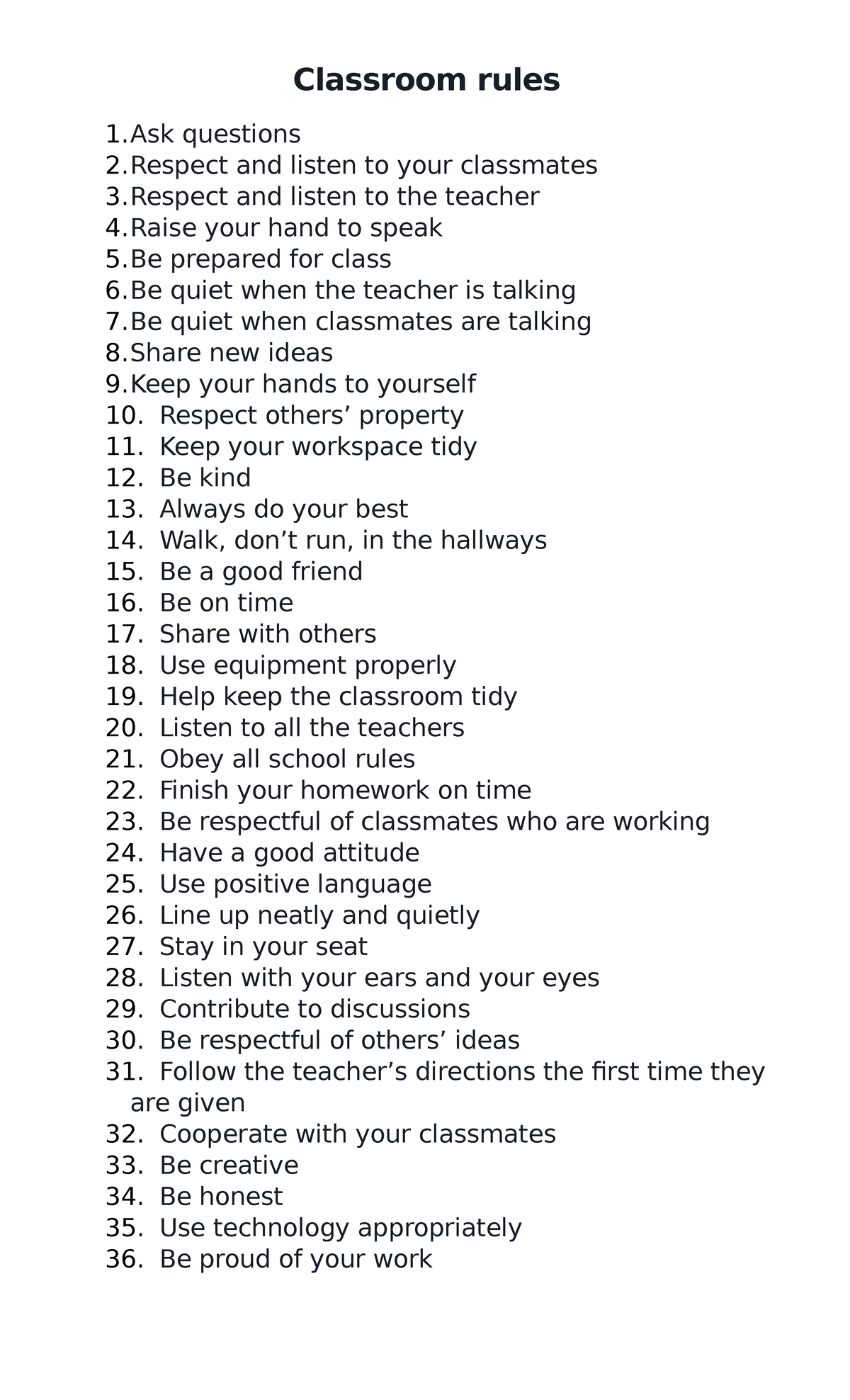 Classroom rules - I hope that these materials can help for those who ...