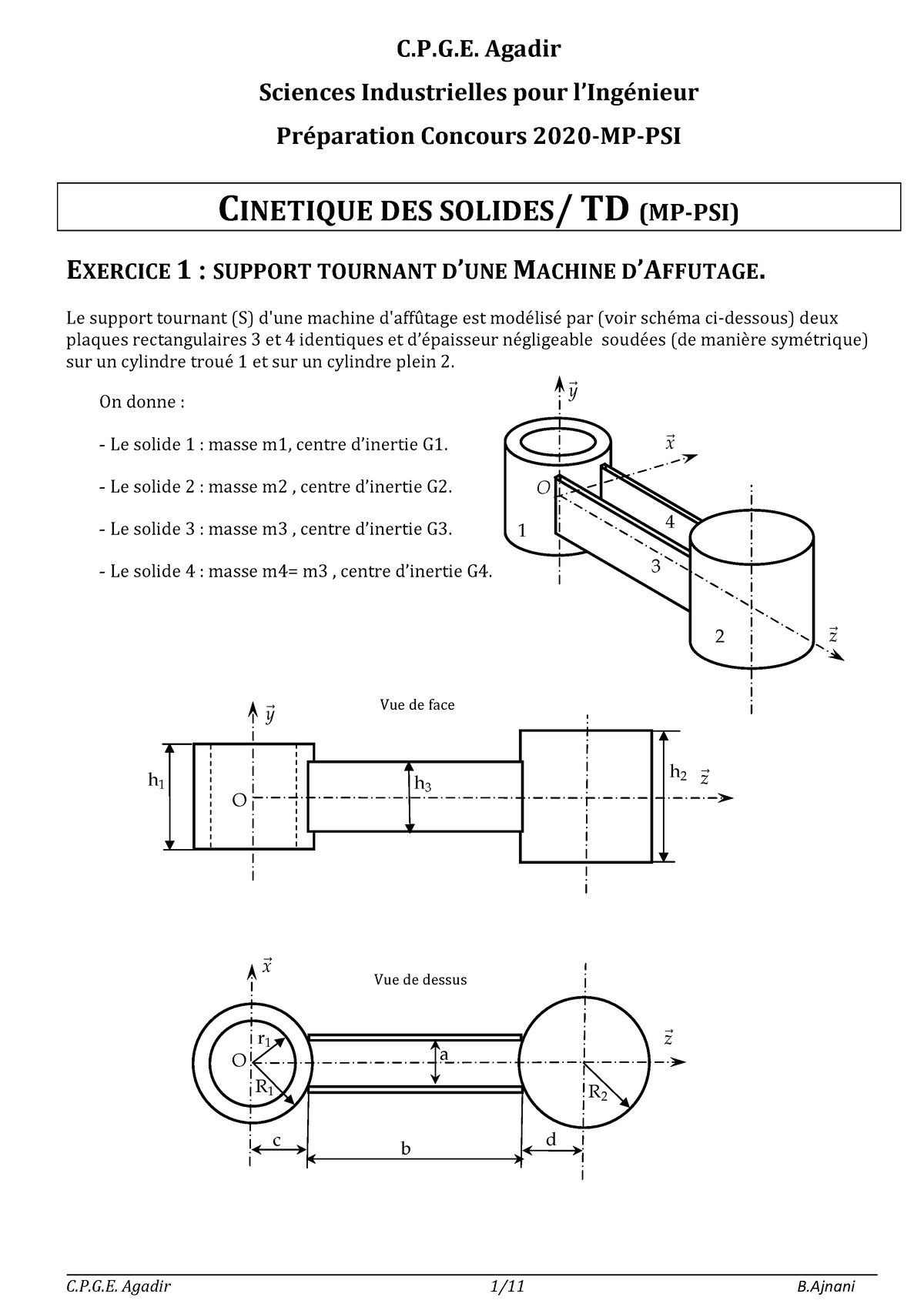 Pr Ã©paration Concours 2020 Cinetique TD - C.P.G. Agadir Sciences ...