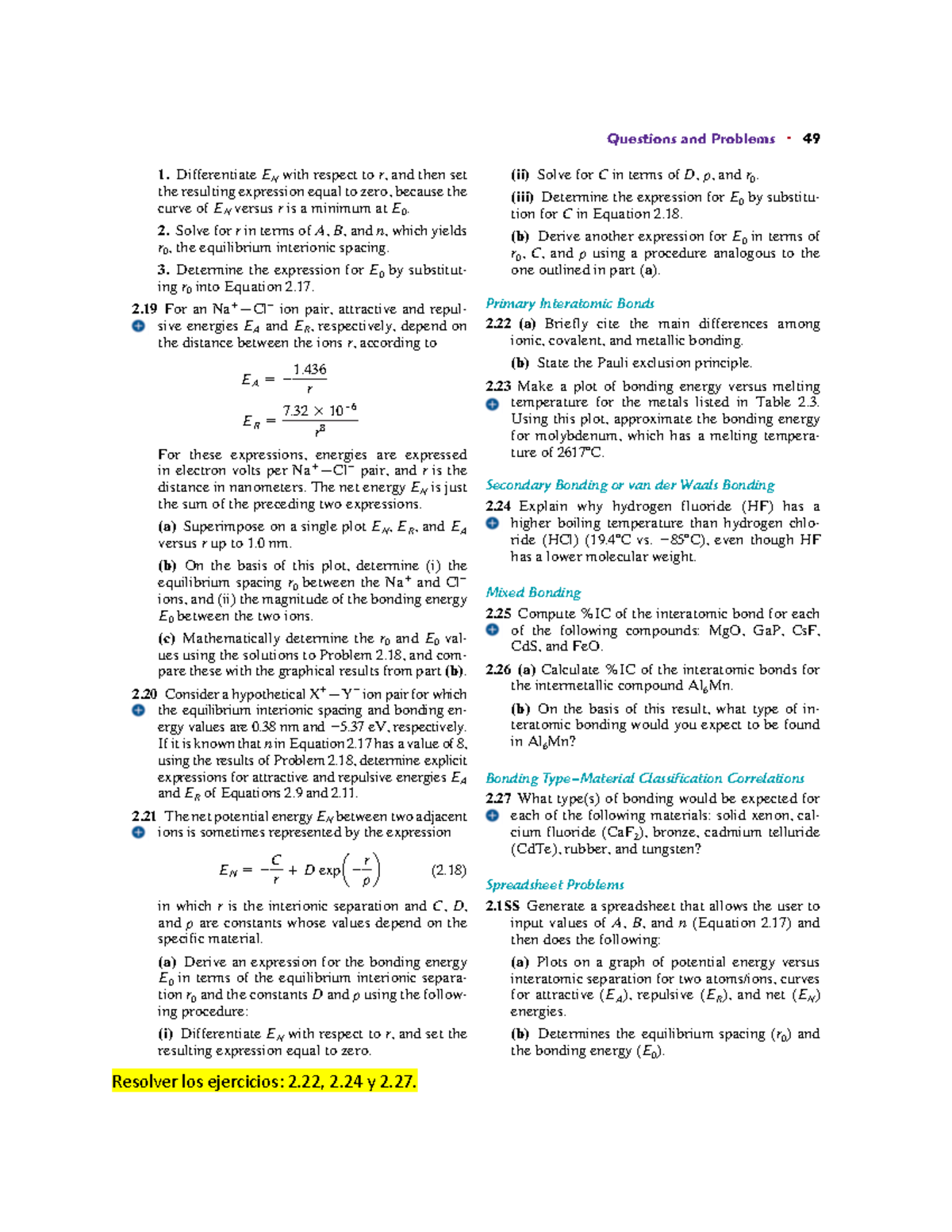 Resolver los ejercicios 2 - Questions and Problems • 49 Differentiate ...