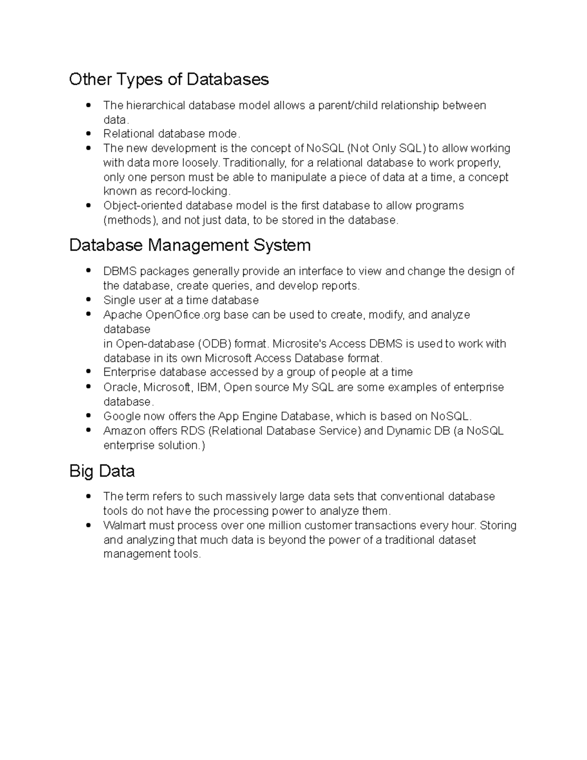 CS3 Chapter 4 DOCX 3 - Other Types of Databases The hierarchical ...