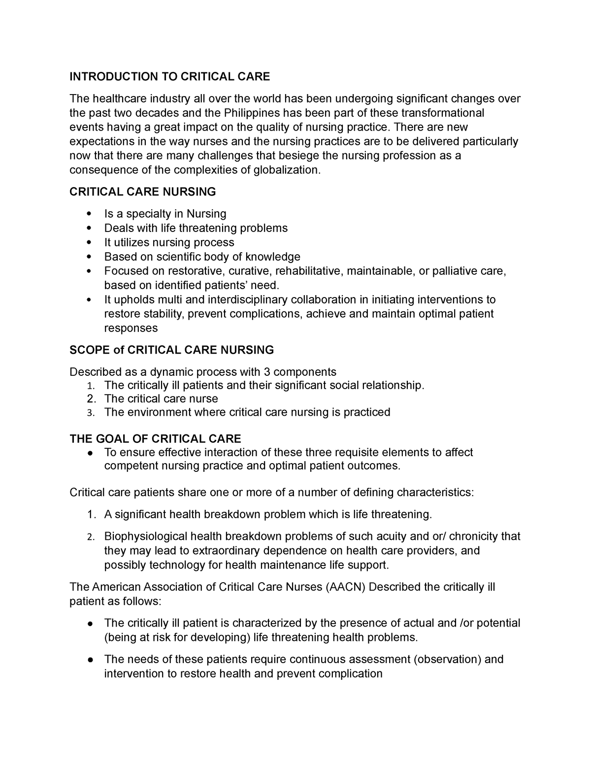 research problem statement in critical care nursing