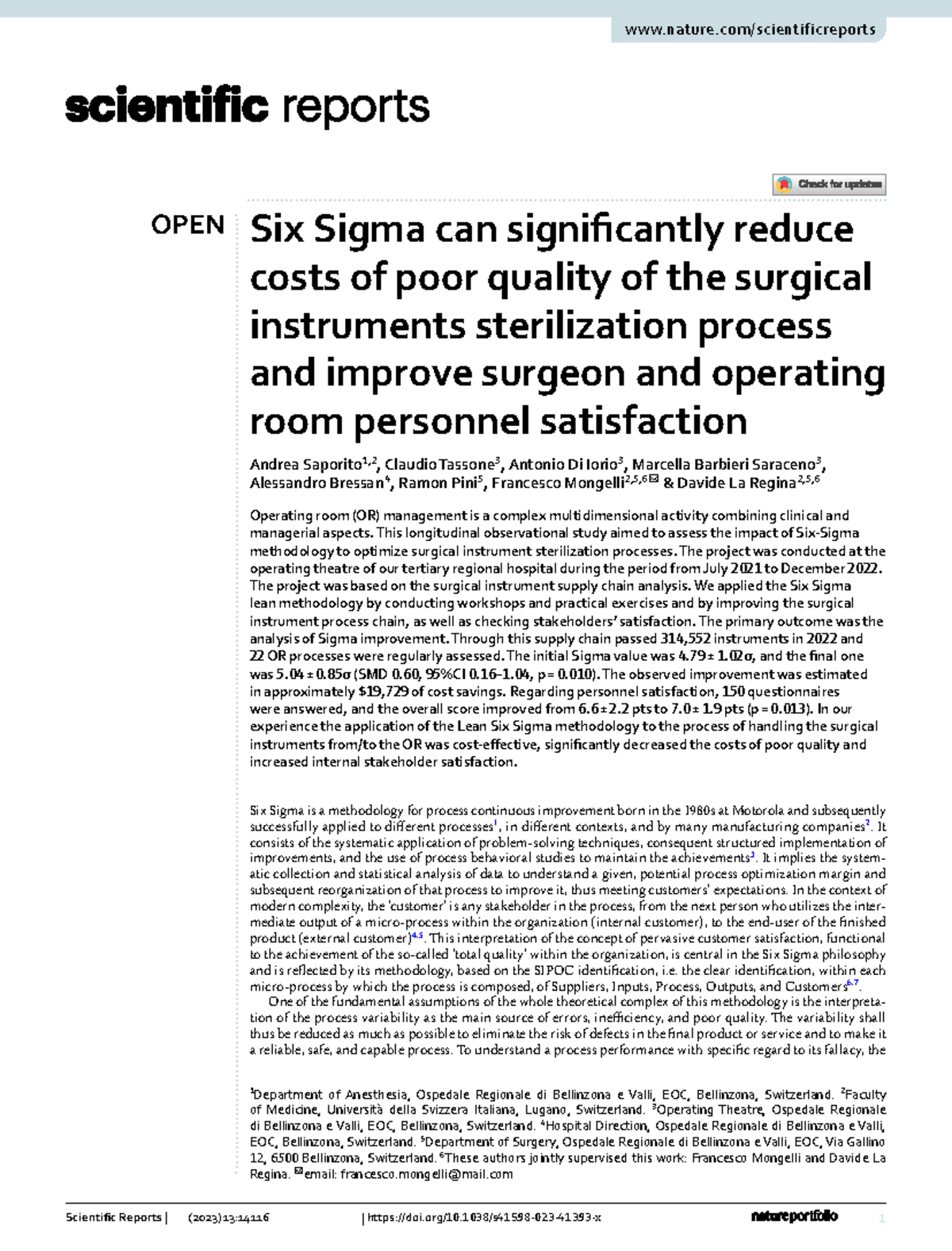 Six Sigma can significantly reduce costs of poor quality of the ...