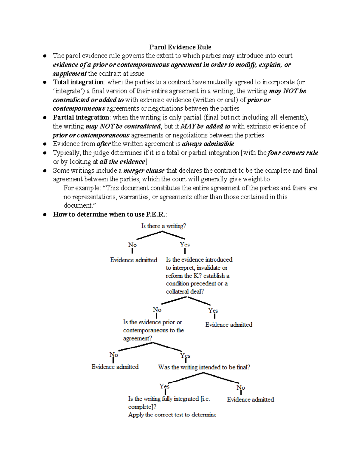 Parol Evidence Rule Info - Parol Evidence Rule The Parol Evidence Rule ...