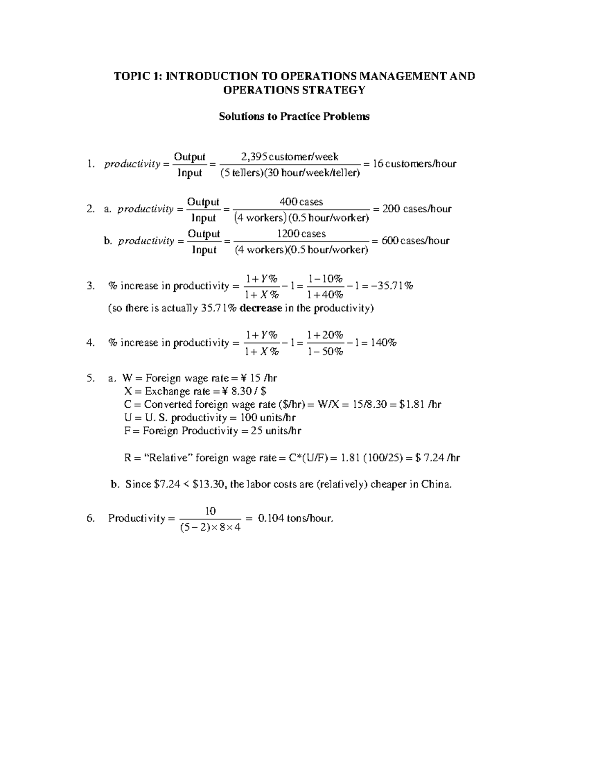 operations management case study questions and answers