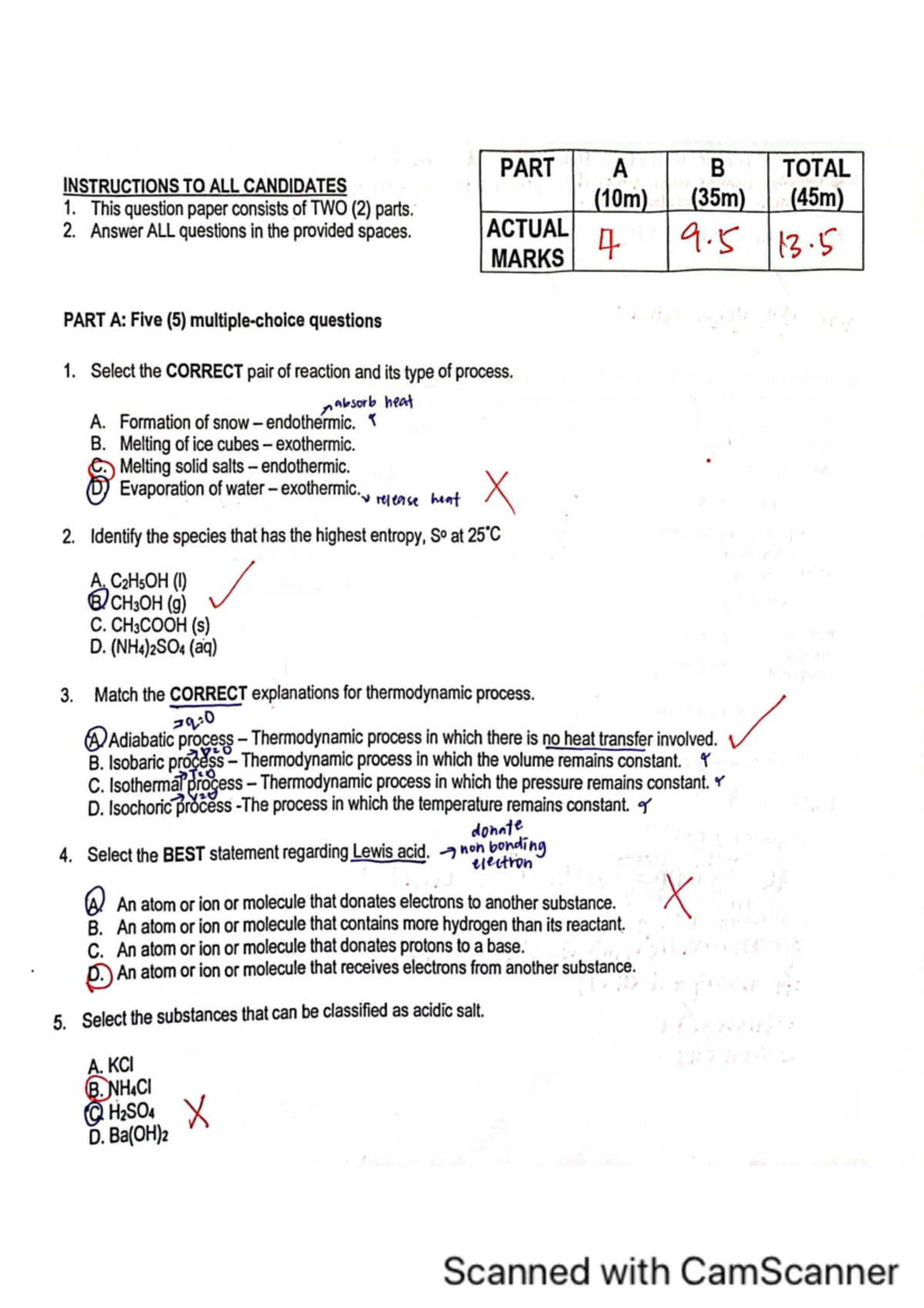 Chm271 Test 1 Part A B Total Instructions To All Candidates 1 This