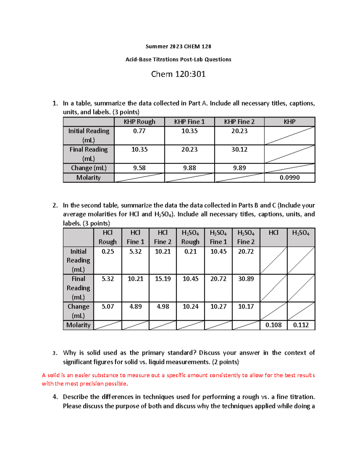 DQ AcidBase Titrations Summer 2023 CHEM 120 AcidBase Titrations