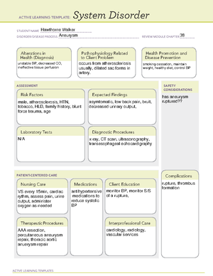 Atherosclerosis - ATI Template - ACTIVE LEARNING TEMPLATES THERAPEUTIC ...