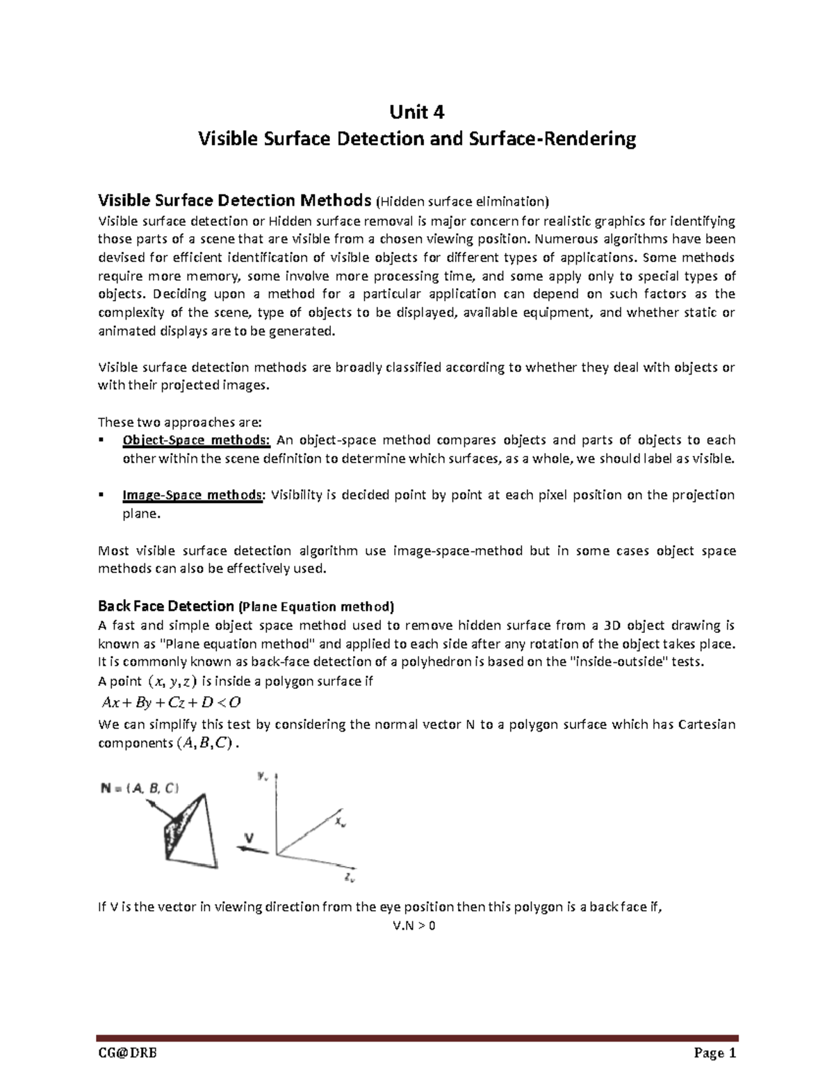 3D Object Representation - Unit 4 Visible Surface Detection and Surface ...