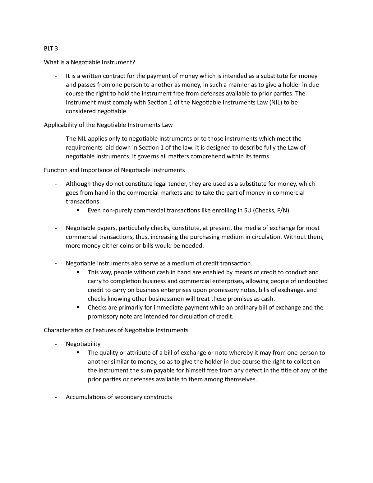 Notes Law On Negotiable Instruments BLT 3 What Is A Negotiable   Thumb 1200 1553 