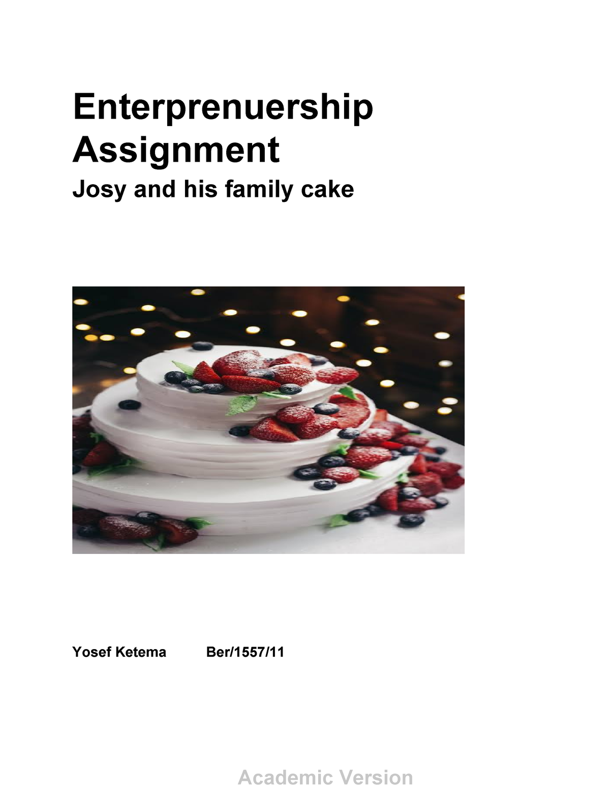 yosef cake business plan