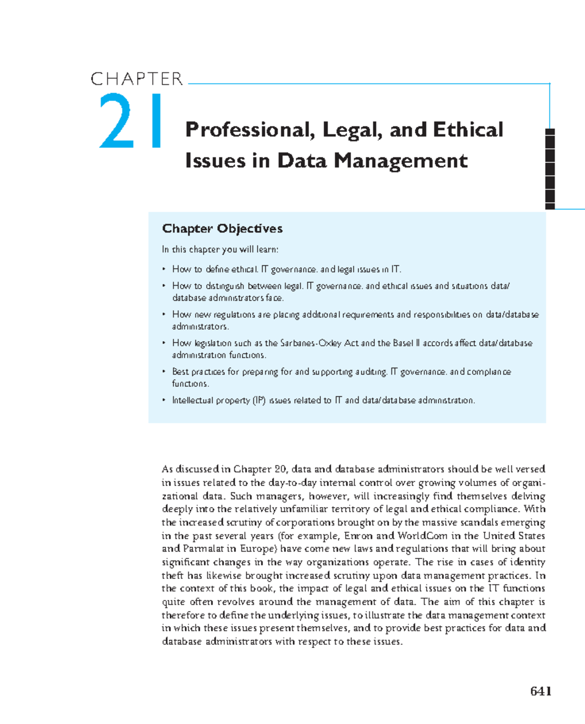 Chapter 21 Professional, Legal, And Ethical Issues In Data Management ...