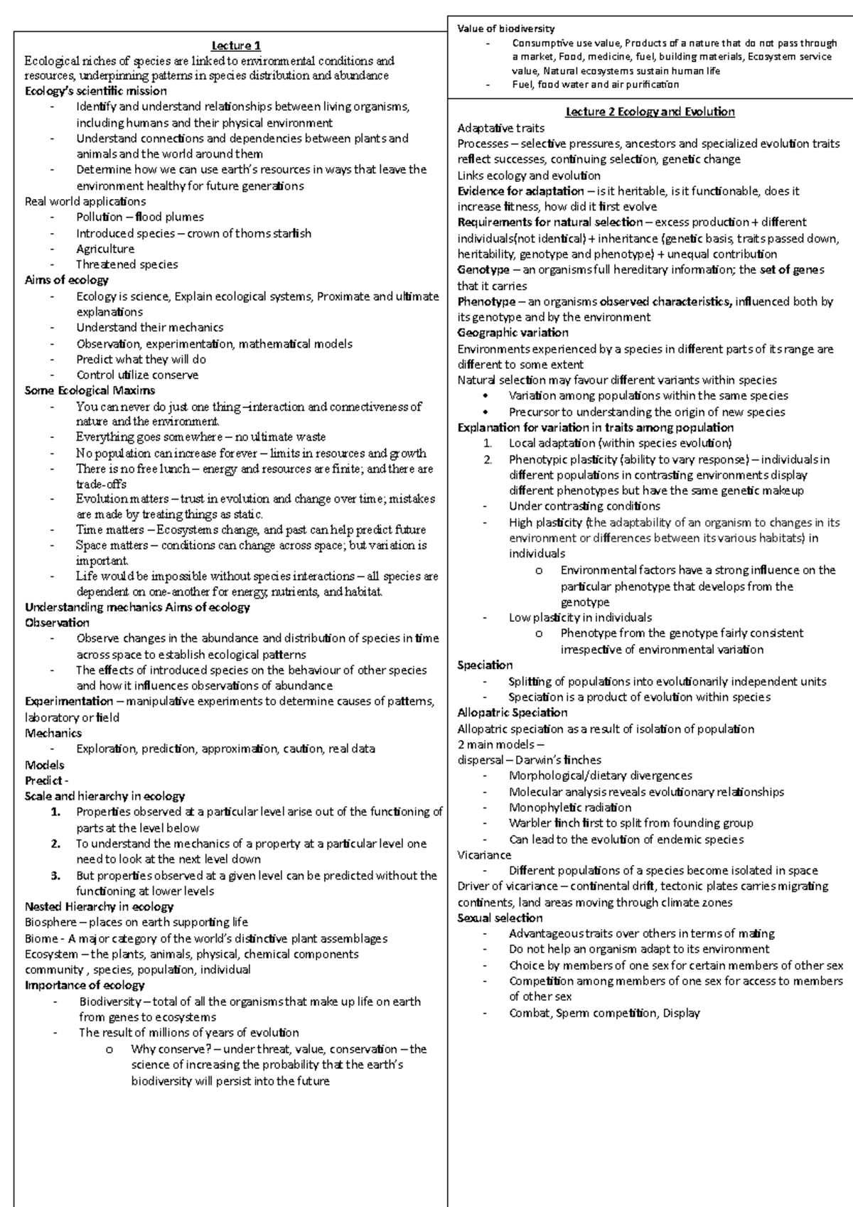 ecology-cheat-sheet-lecture-1-ecological-niches-of-species-are-linked