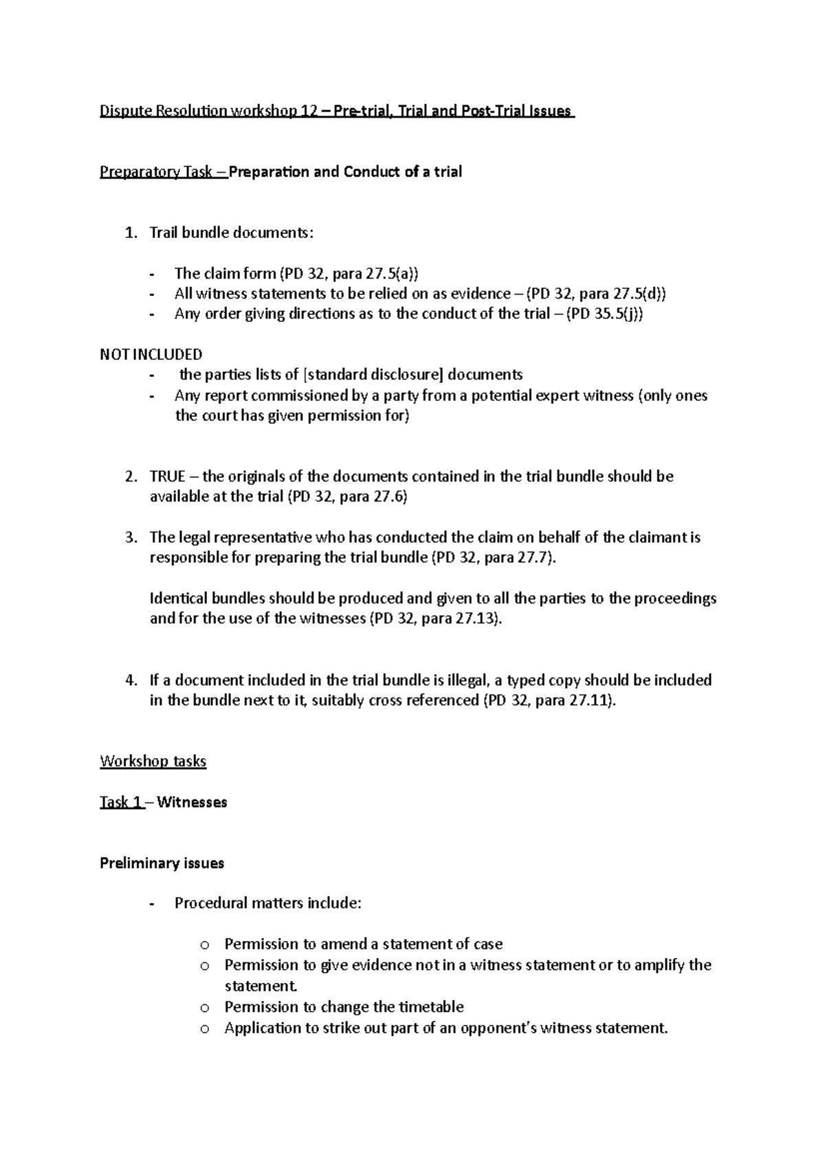 Dispute Resolution workshop 12 - Identical bundles should be produced ...