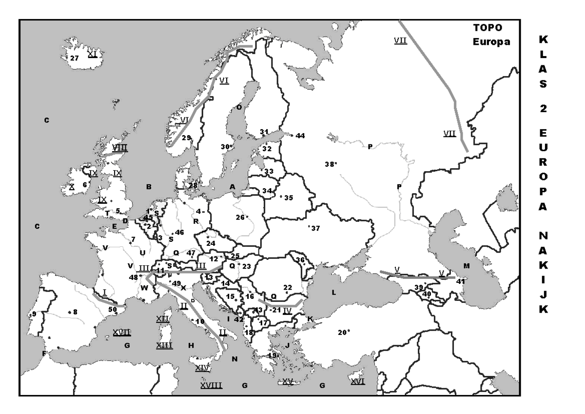 Topo Europa natuurkundig en staatkundig nakijk - K L A S 2 E U R O P A