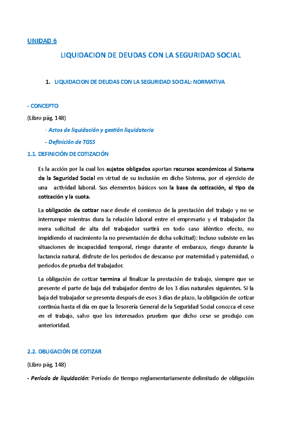 Unidad 6 Liquidacion DE Deudas CON LA Seguridad Social Apuntes 1º Parte ...