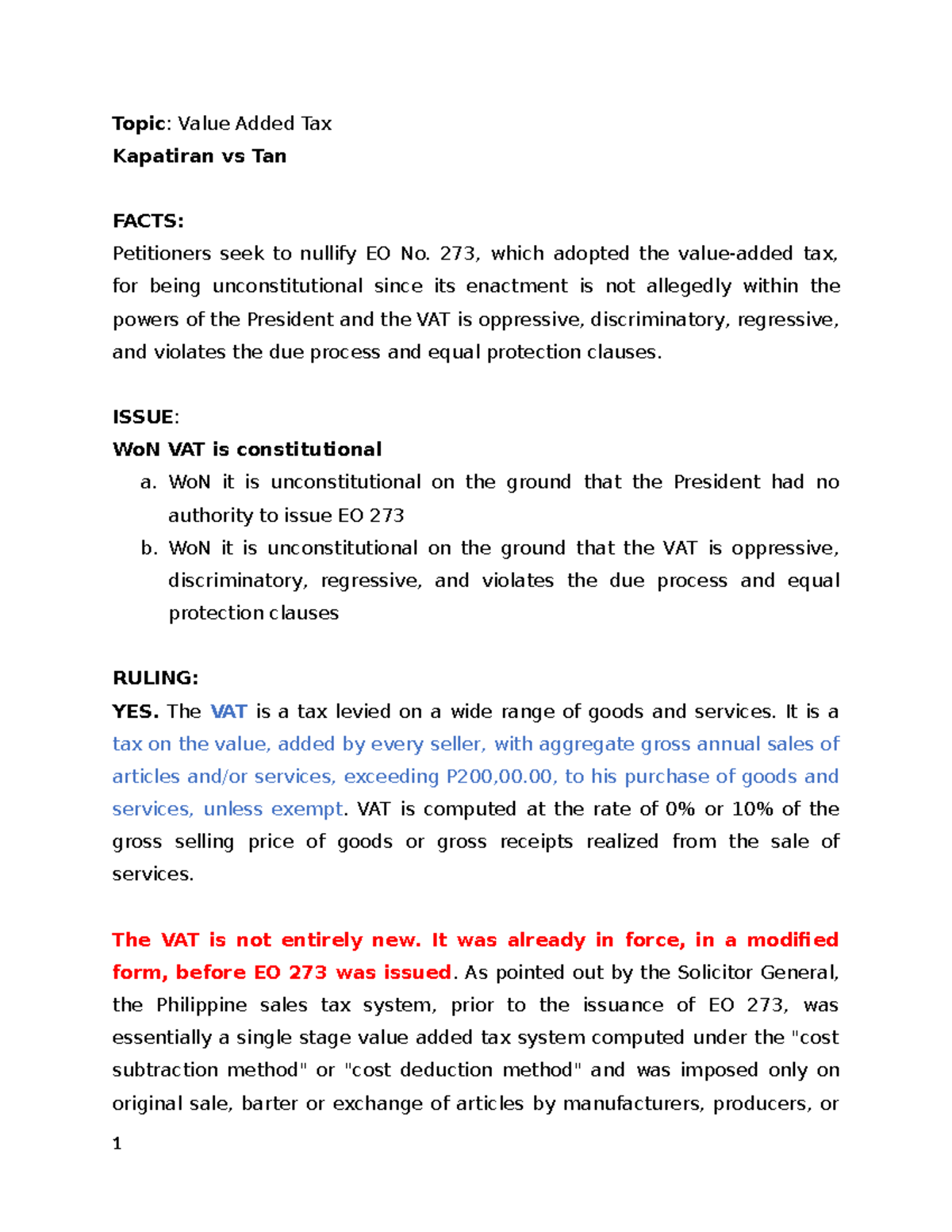 Kapatiran v. Tan - Topic: Value Added Tax Kapatiran vs Tan FACTS ...