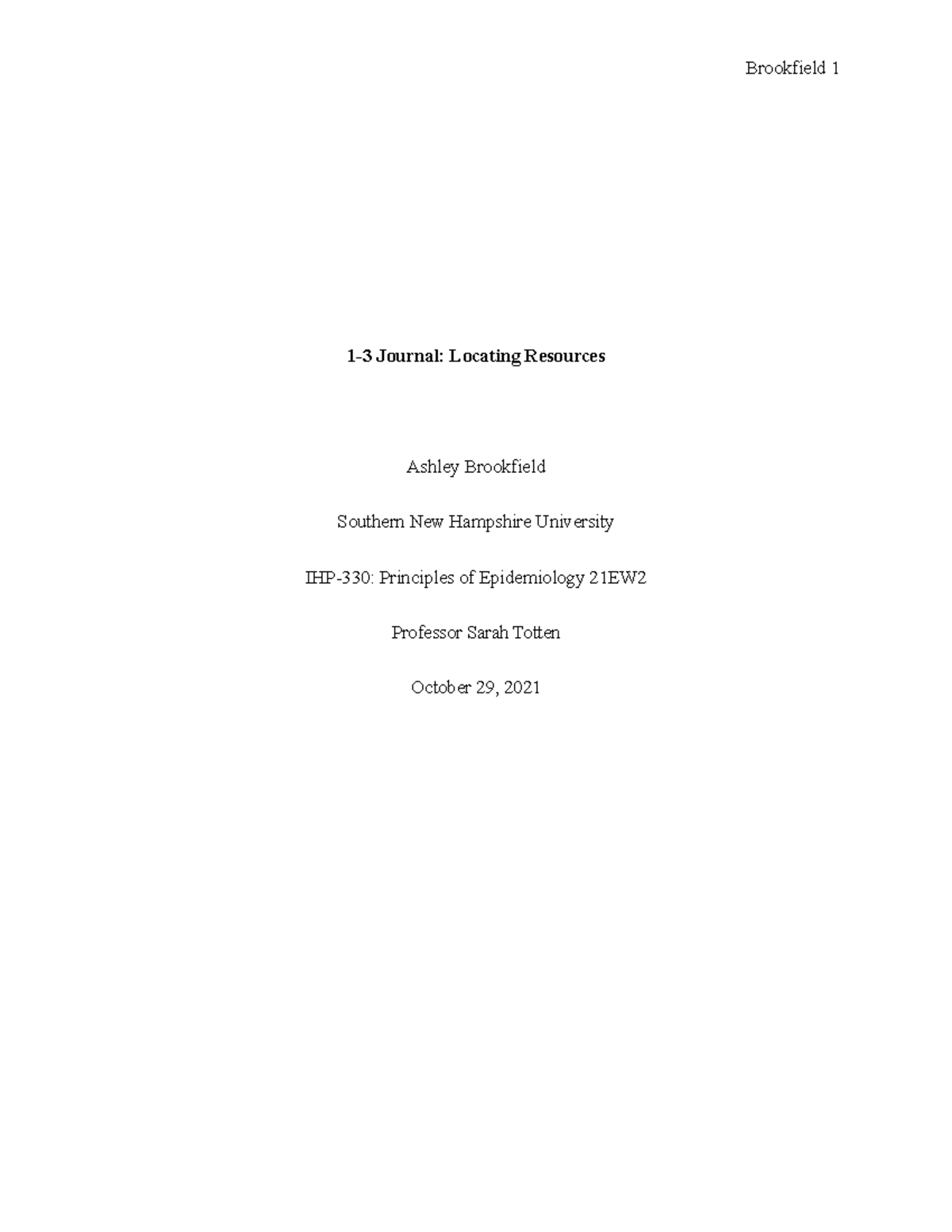 1-3 Journal - Locating Resources - 1-3 Journal: Locating Resources ...