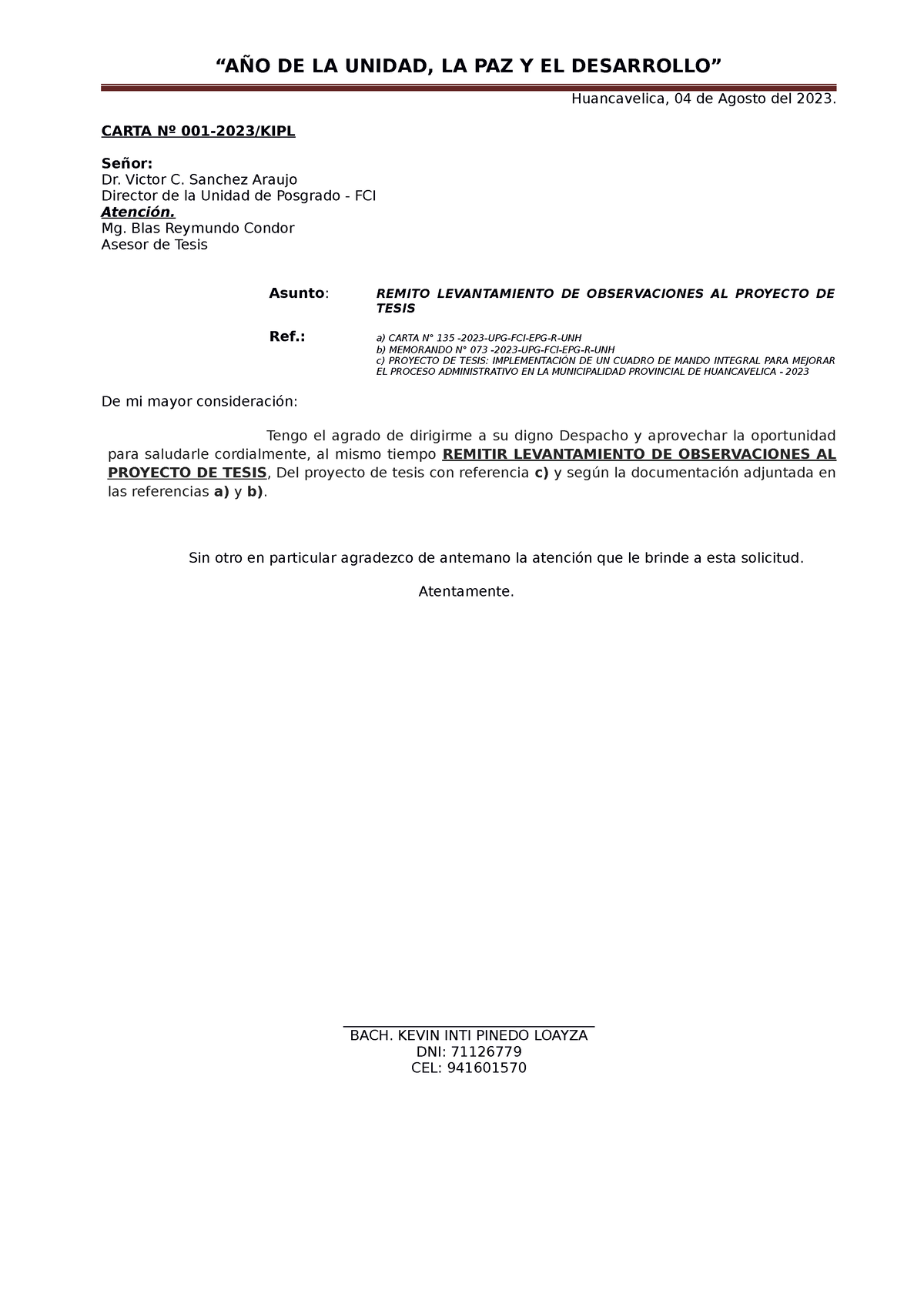 Carta 04. 2023 - RER - “AÑO DE LA UNIDAD, LA PAZ Y EL DESARROLLO ...