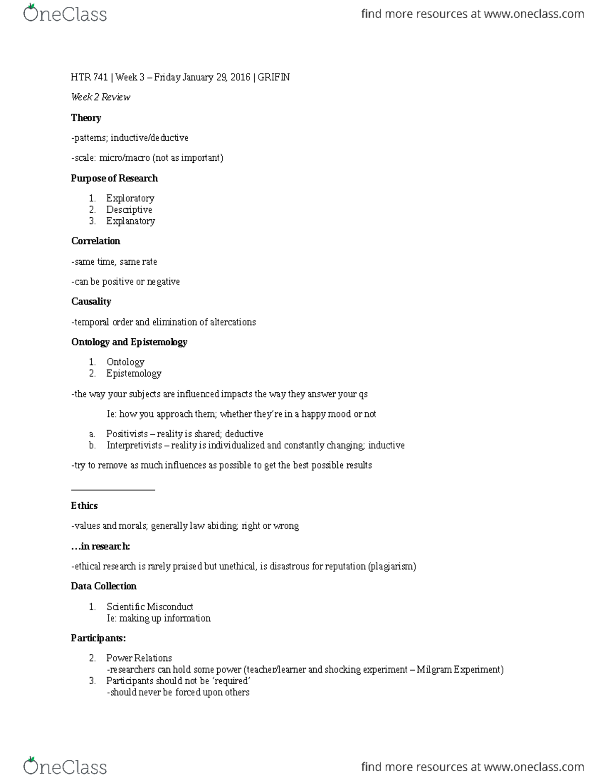 Week 3 - Study notes - HTR 741 | Week 3 – Friday January 29, 2016 ...