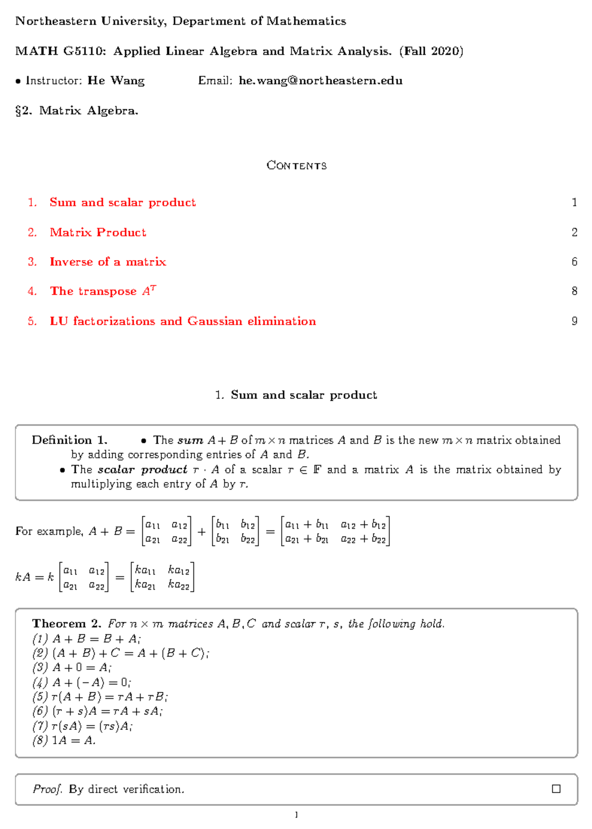 Lec21 Professor He Wang Northeastern University, Department of