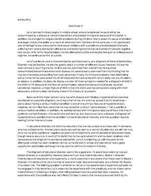 Case 5 Write-Up - Summary Case Studies in Abnormal Psychology - Ashley ...