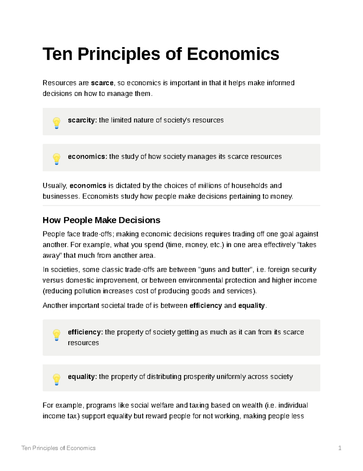 Ten Principles Of Economics Chapter 1 Notes - Ten Principles Of ...