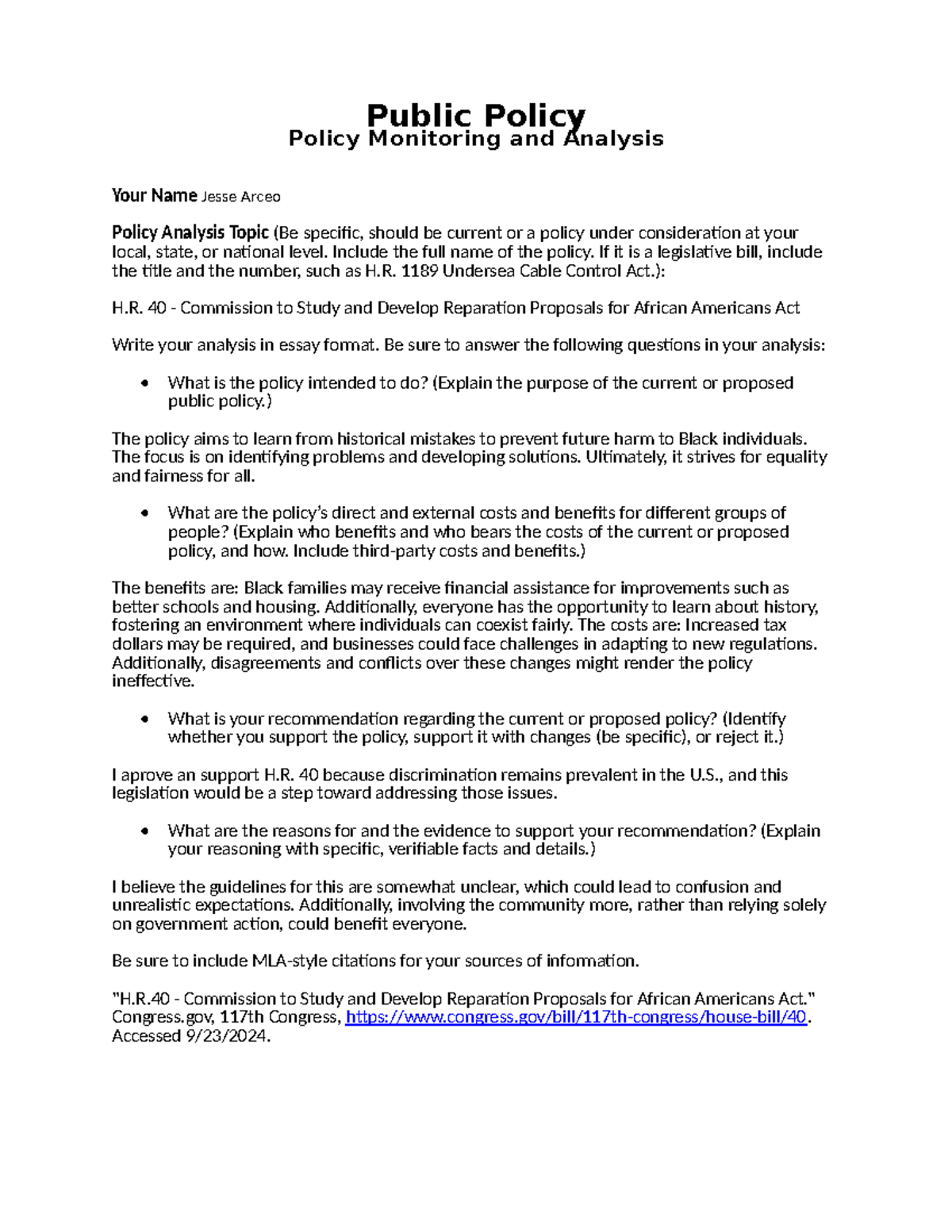 Public policy template - Public Policy Policy Monitoring and Analysis ...