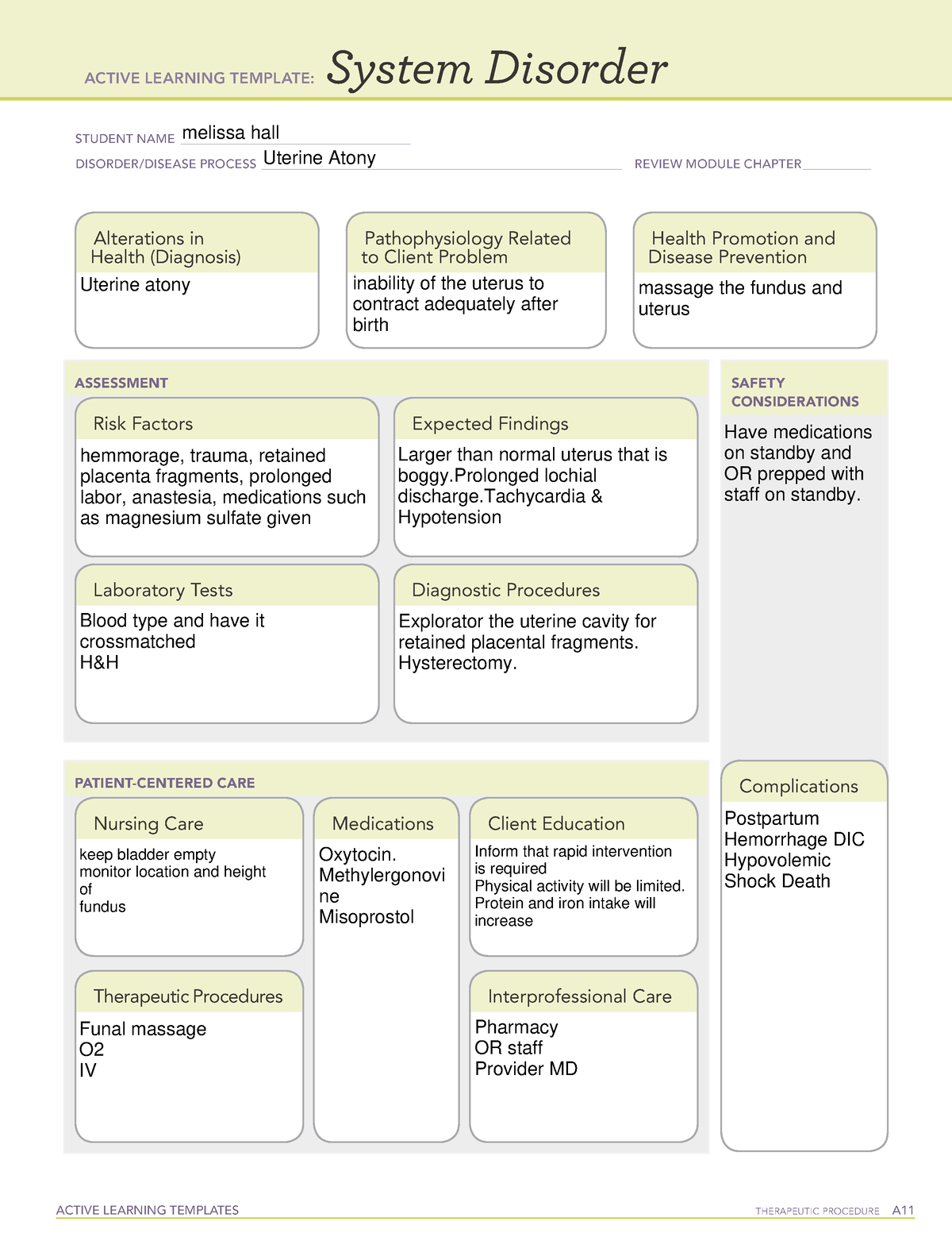 Active Learning Template Uterine Atony - ACTIVE LEARNING TEMPLATES ...