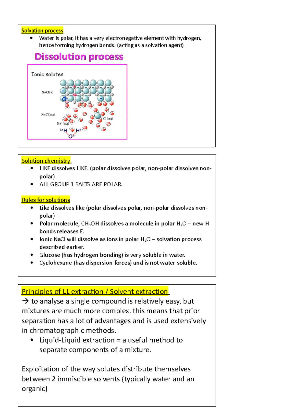 Week 10 Flashcards - Solvation process Water is polar, it has a very ...