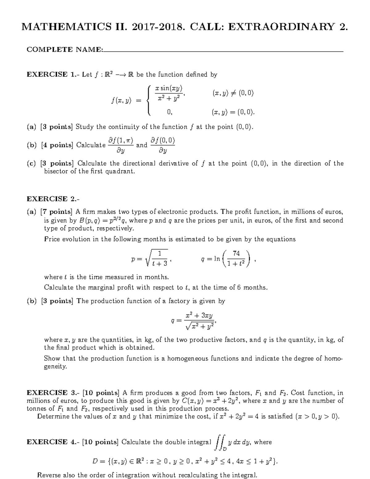 Math2 2018 06 - maths - MATHEMATICS II. 2017-2018. CALL: EXTRAORDINARY ...