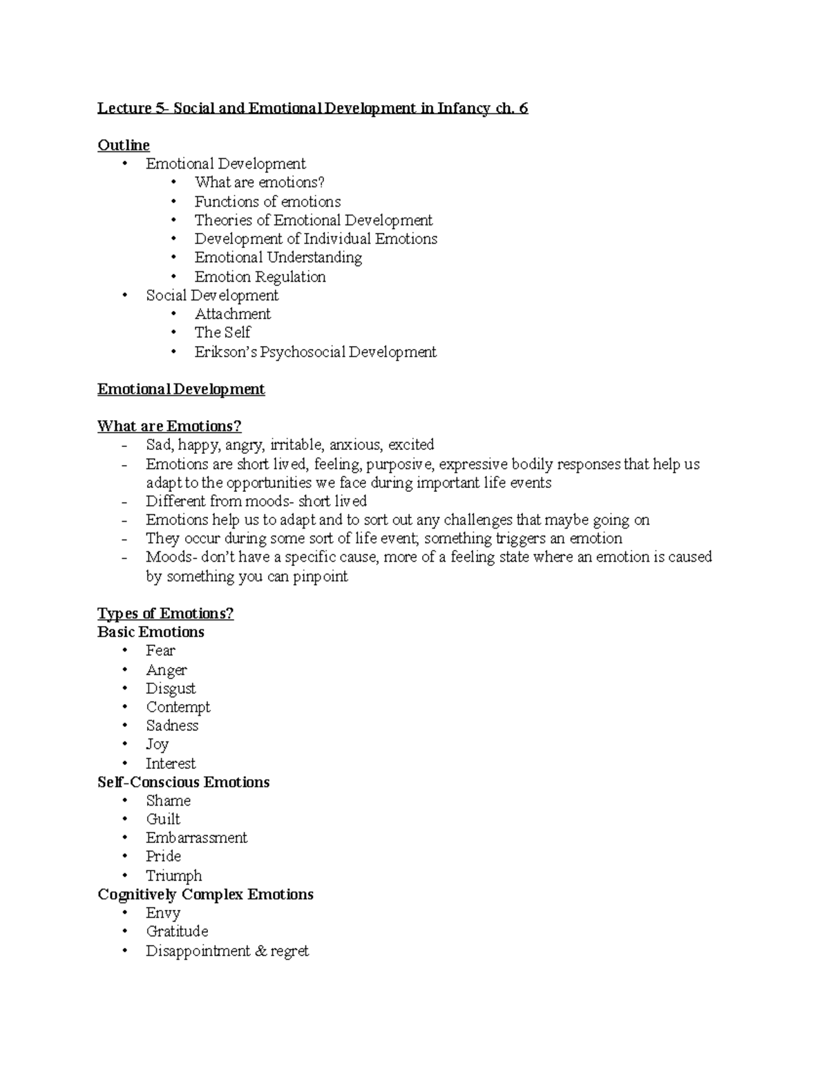 Lecture 5- Social and Emotional Development in infancy - 6 Outline ...