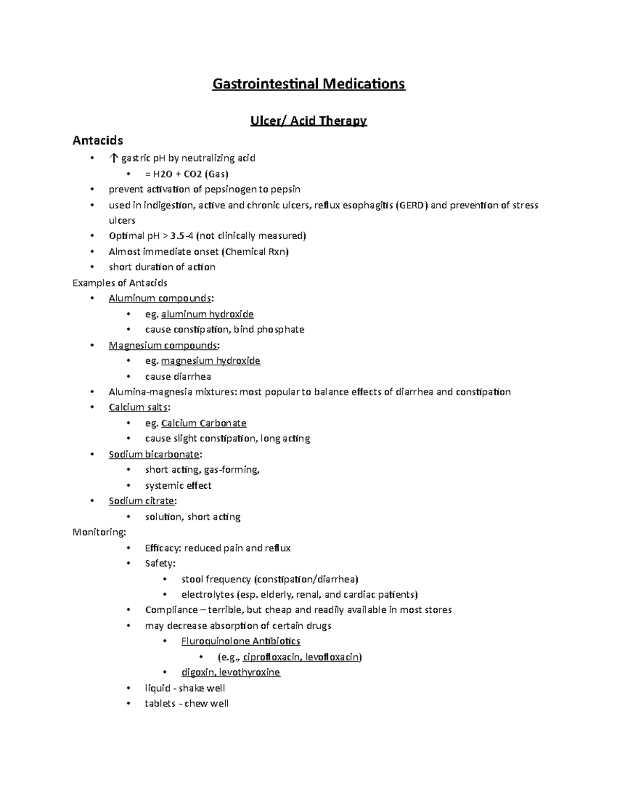 Gastrointestinal Medications aluminum hydroxide cause constipation