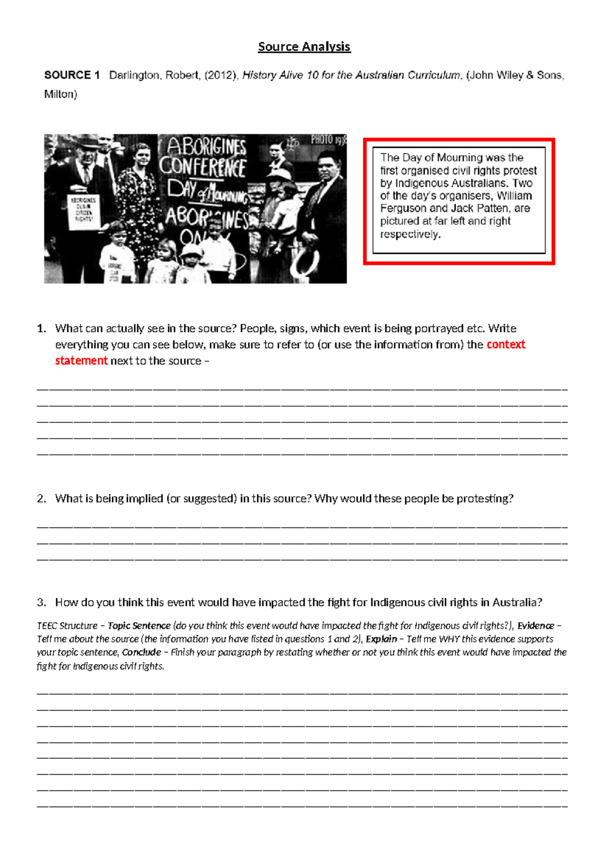 Source Analysis for exam - Source Analysis 1. What can actually see in 