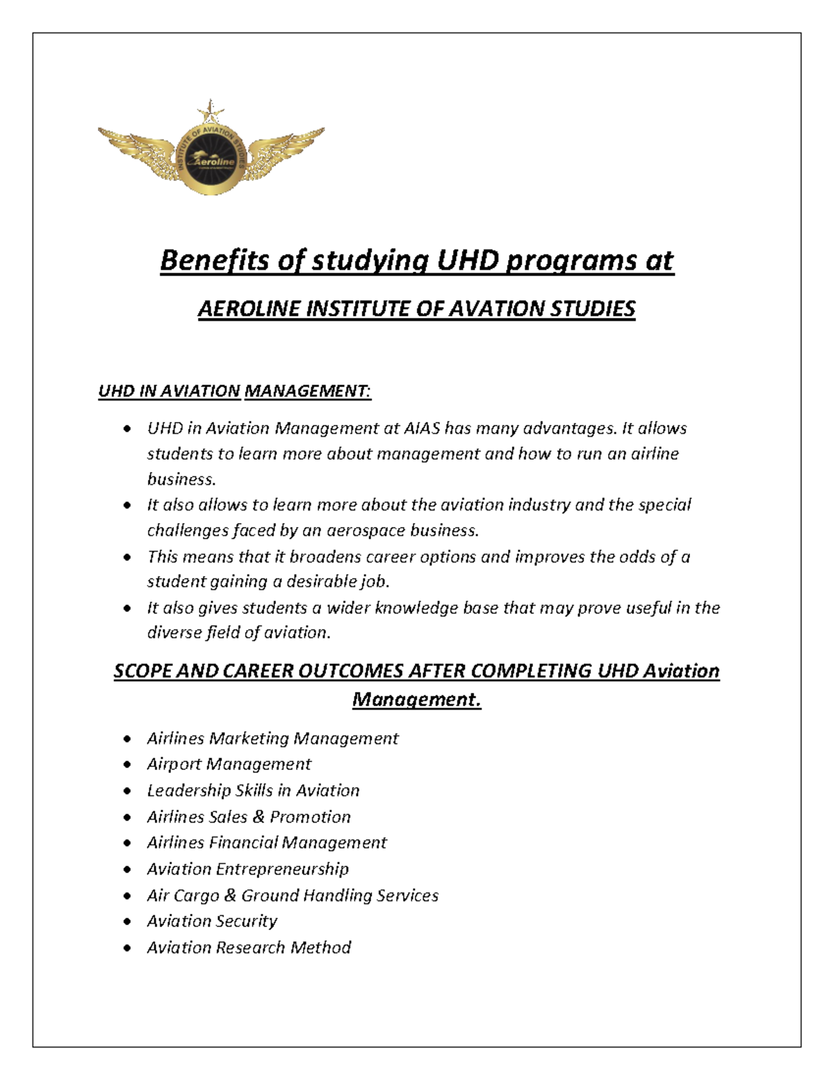 Benefits of studying UHD programs at - Benefits of studying UHD ...