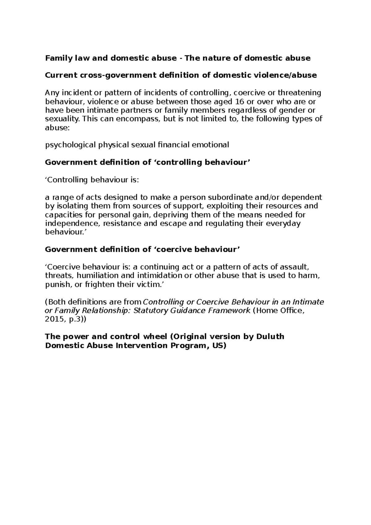 Family law and domestic abuse - The nature of domestic abuse - This can ...