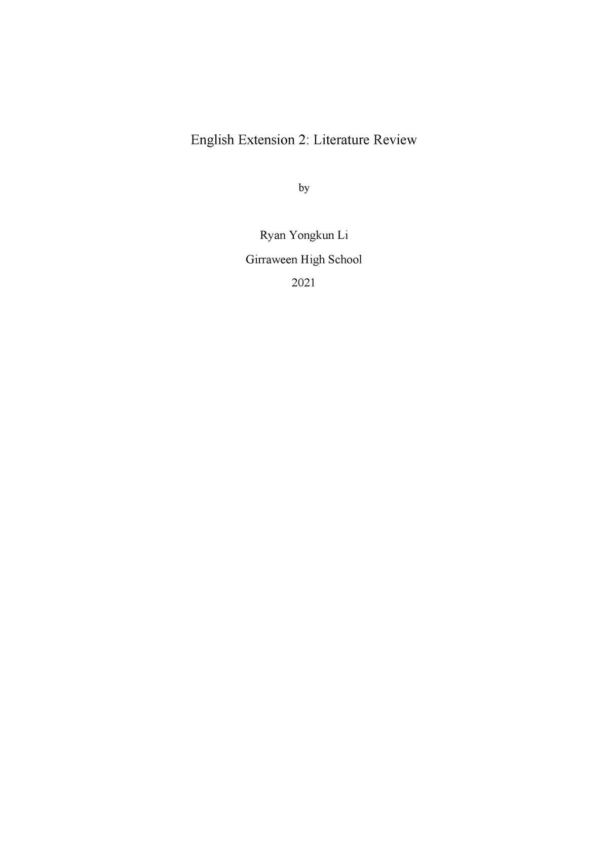 english extension 2 literature review examples