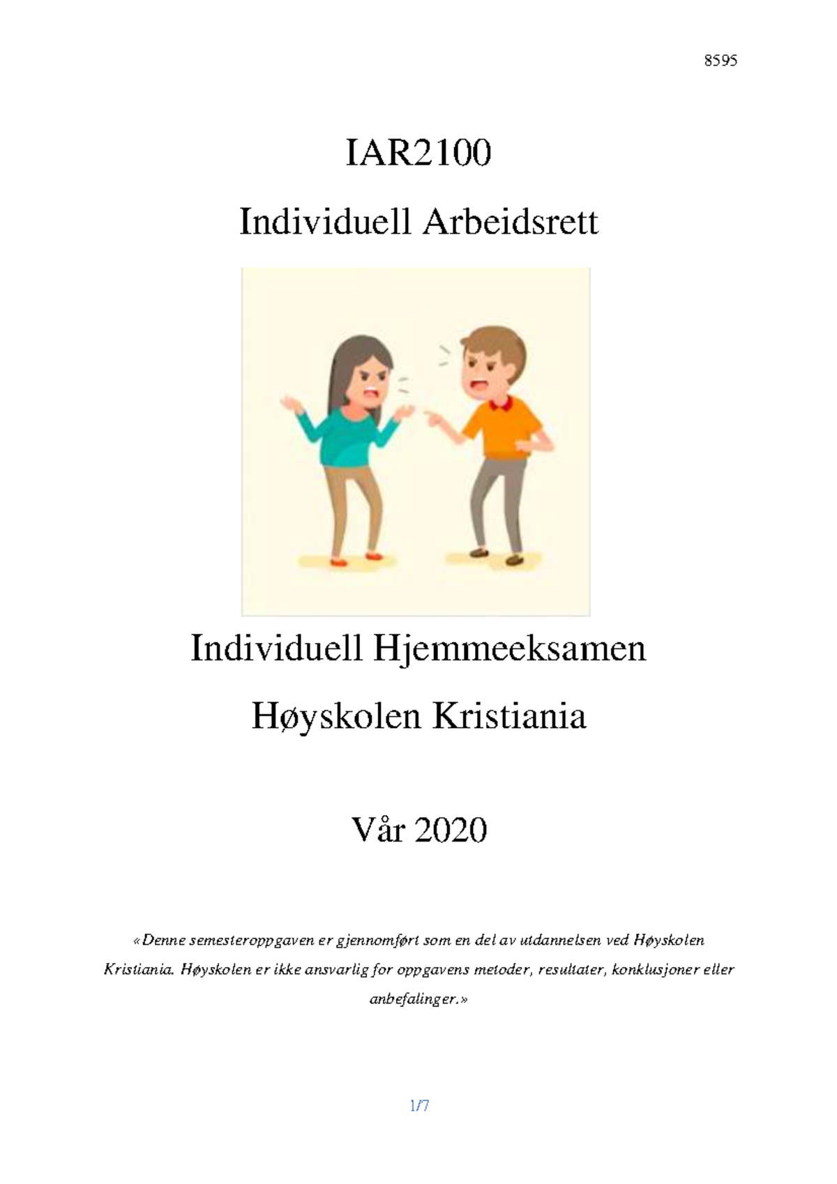 Eksamen IAR 27.04.20 PDF - IAR Individuell Arbeidsrett Individuell ...