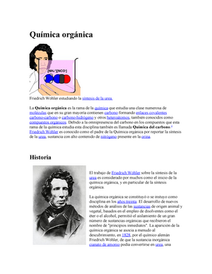 Química orgánica investigacion quimica organica - Química orgánica  Friedrich Wöhler estudiando la - Studocu