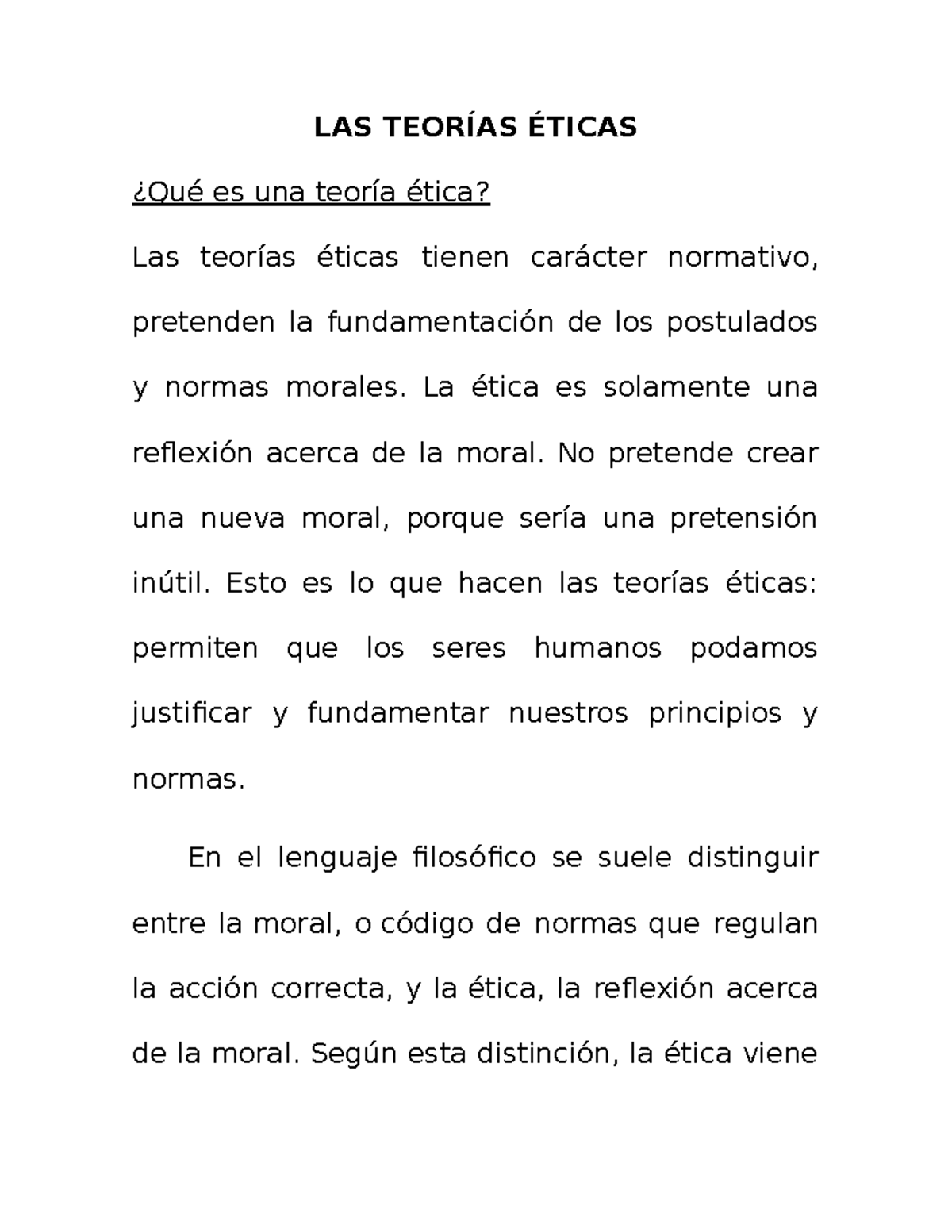 LAS Teorias Eticas - Nnnnnnnnnn - LAS TEORÍAS ÉTICAS ¿Qué Es Una Teoría ...