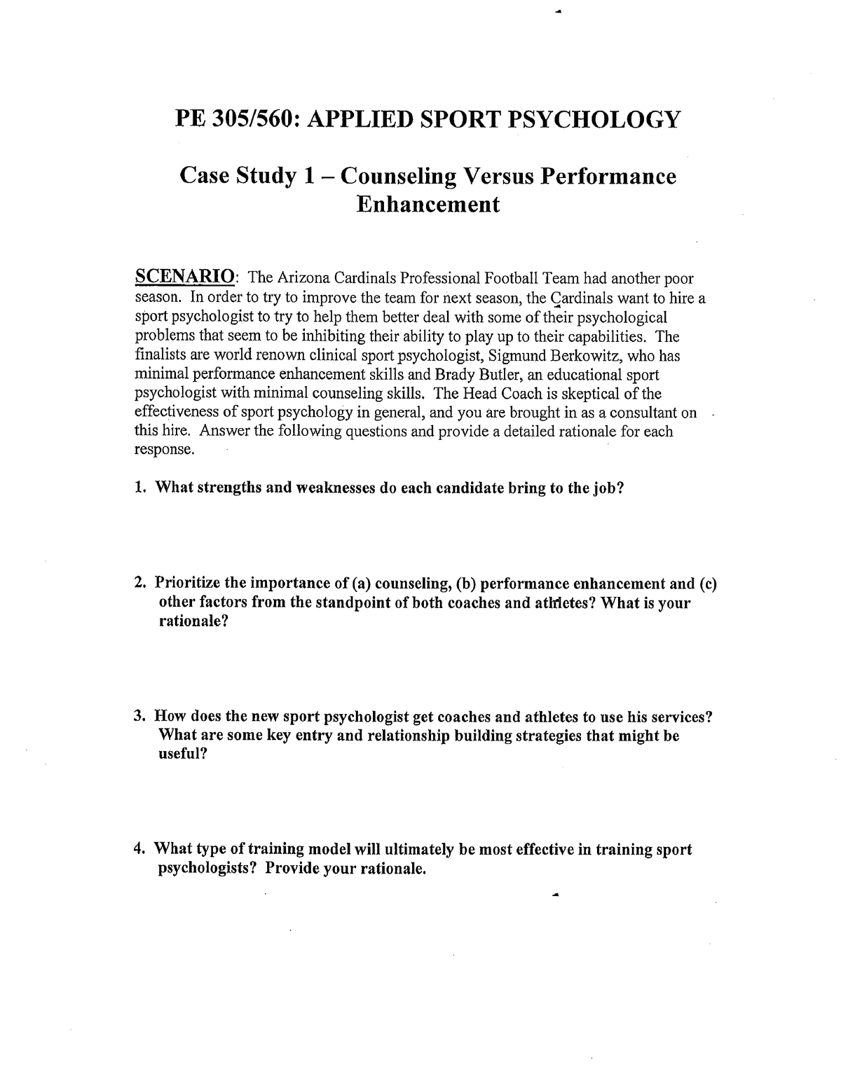 sports psychology case study