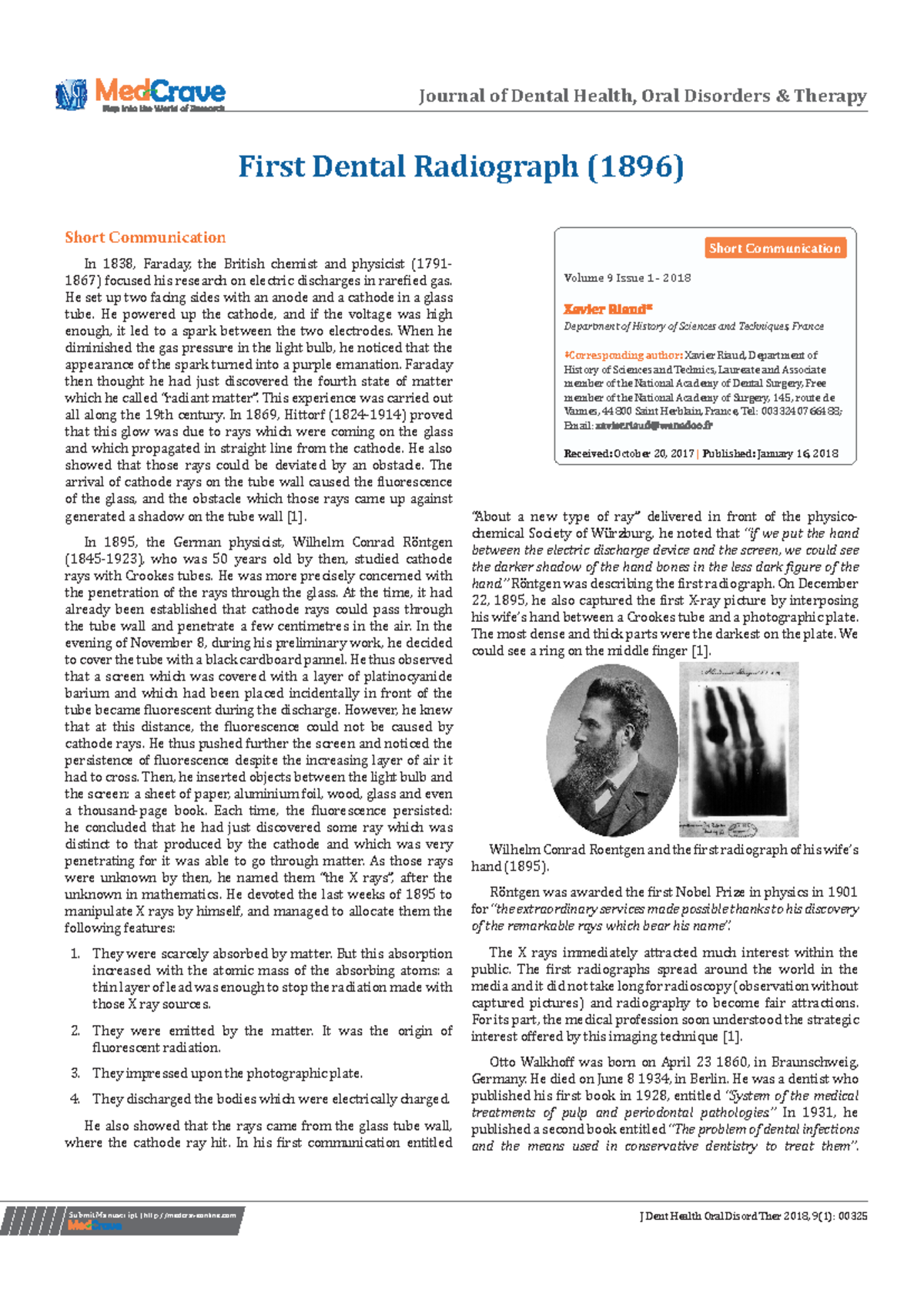 Primera rx dental - lecturas - Journal of Dental Health, Oral Disorders ...