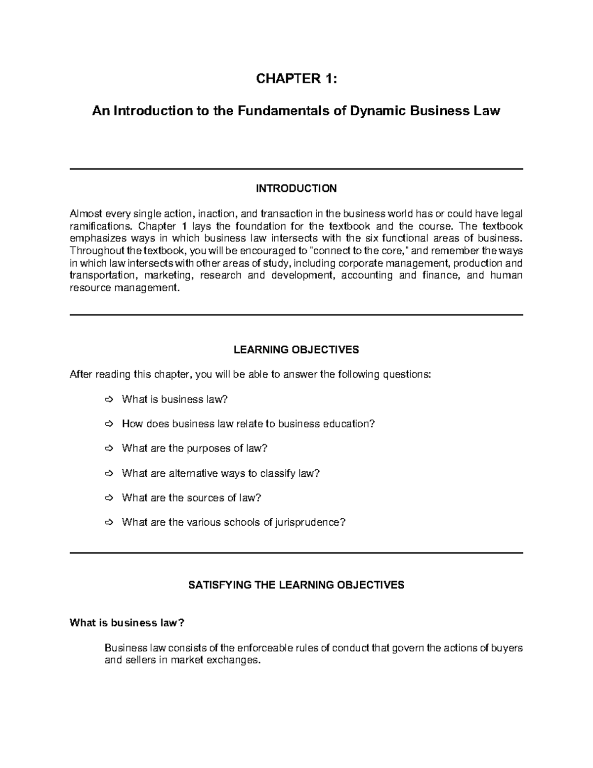 Chapter 1 Notes - Dynamic Business Law - CHAPTER 1: An Introduction To ...