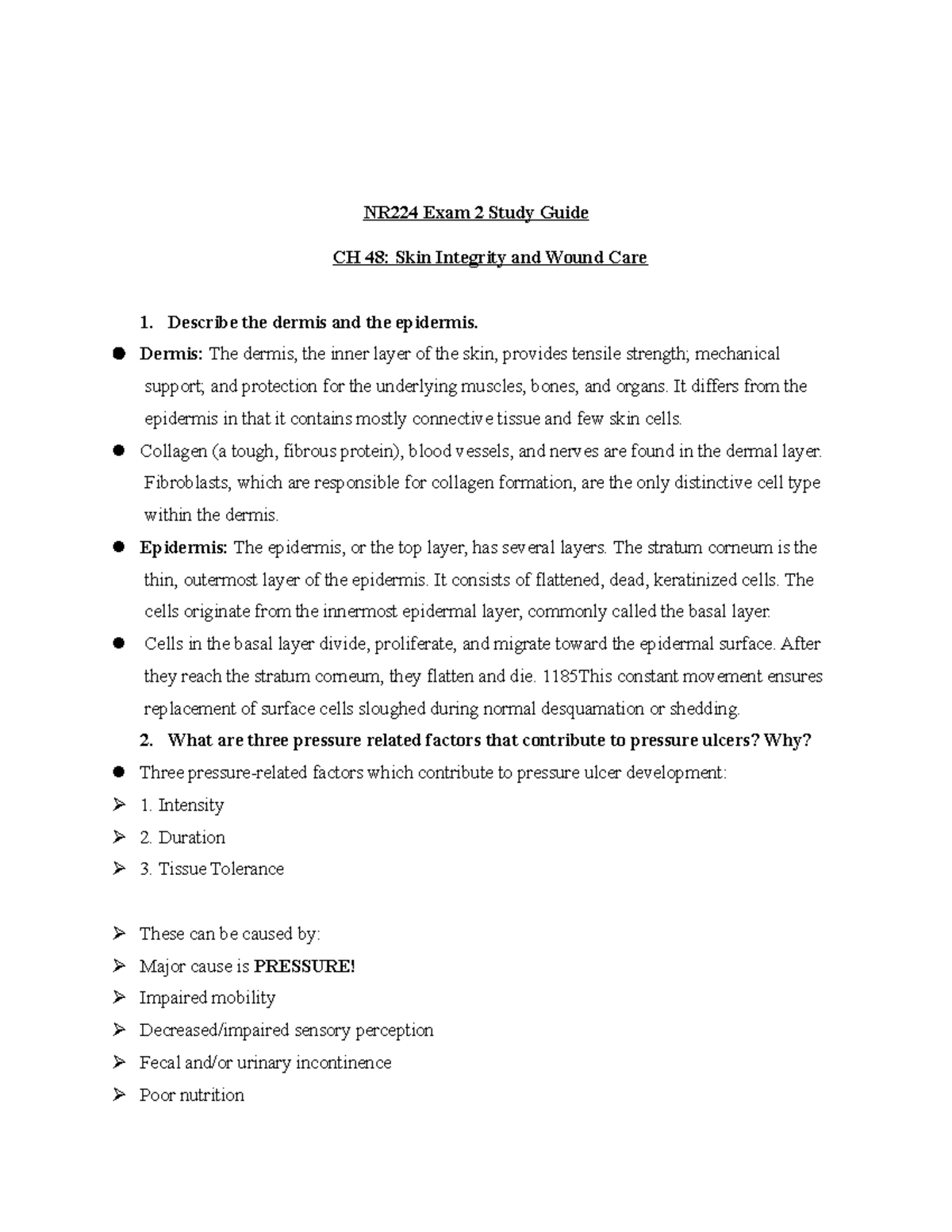 Funds Exam 2 Study Guidedocx Nr224 Exam 2 Study Guide Ch 48 Skin