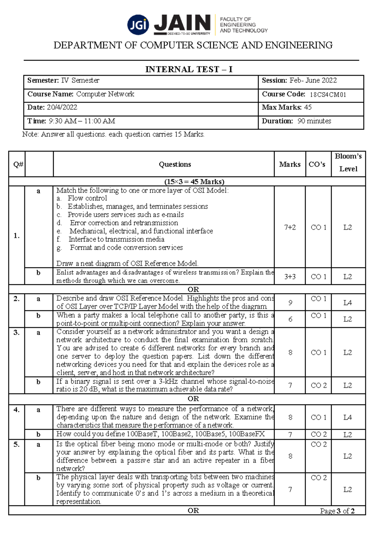 Internal 1 - Page 3 of 2 DEPARTMENT OF COMPUTER SCIENCE AND ENGINEERING ...