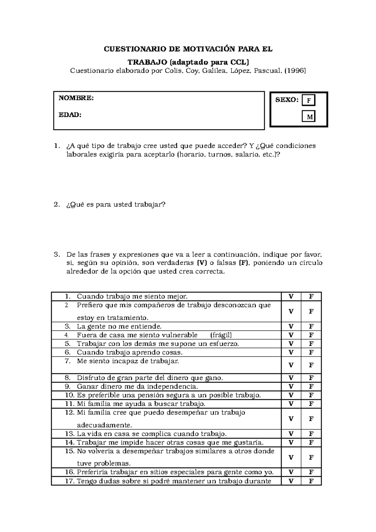 Cuestionario DE Motivació N PARA EL Trabajo 2019 0404205538 ...