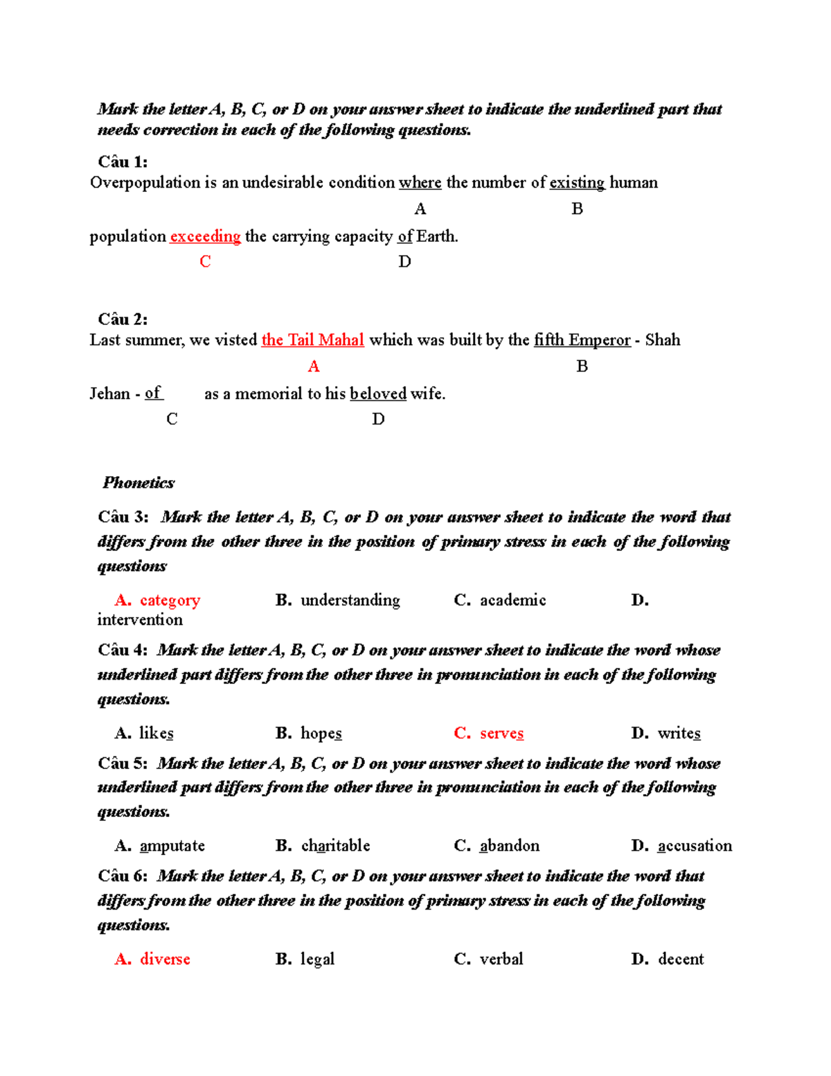 Revision-2 - Bài Học - Mark The Letter A, B, C, Or D On Your Answer ...