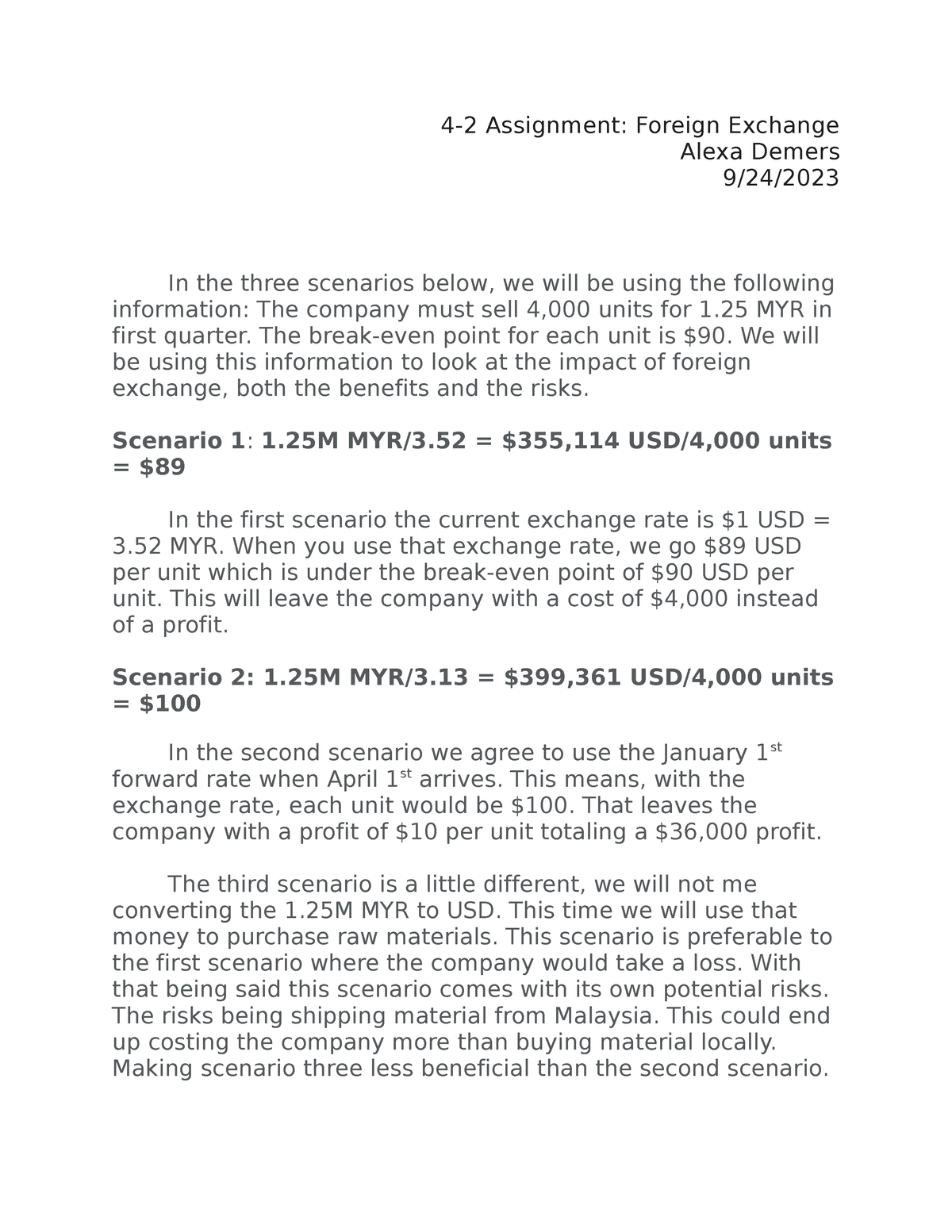 4 2 assignment foreign exchange