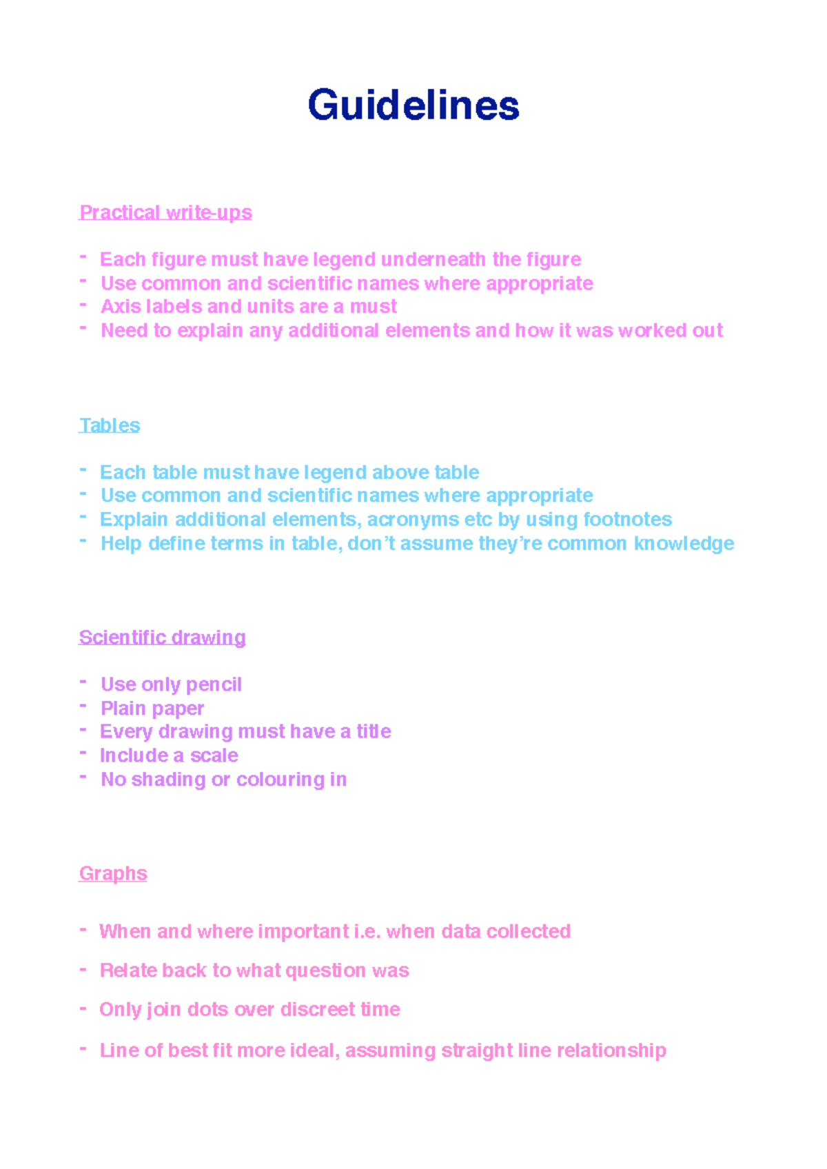 Guidelines for lab reports - Guidelines Practical write-ups- Each ...
