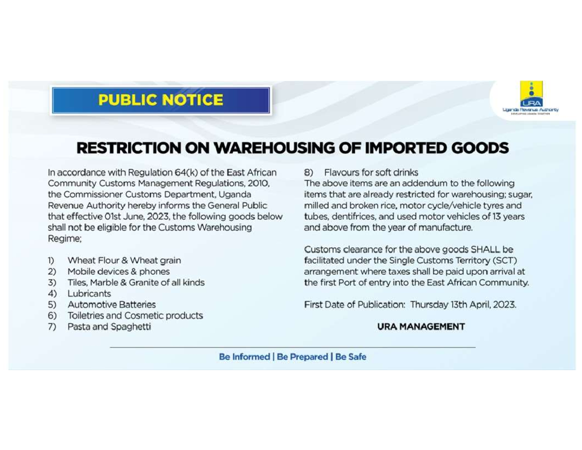 Restrited Goods - customs administration - Studocu